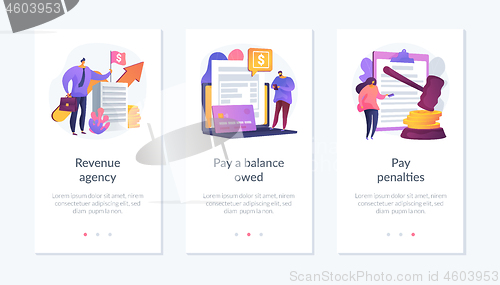 Image of Tax payment stages app interface template.