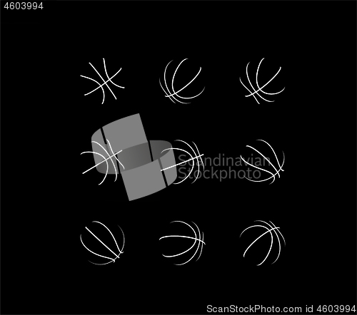 Image of Set of basketball balls with different rotation angles. Vector 3d