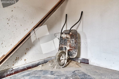 Image of Wheel barrow on a construction site