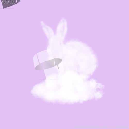 Image of Easter rabbit made from white cloud on a sky blue background.