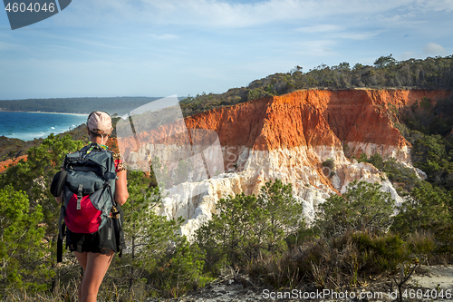 Image of Views of the red and white rock formations in Ben Boyd National 