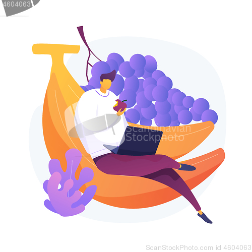Image of Organic fruits eating vector concept metaphor.