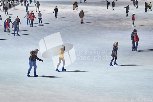 Image of People skating on the ice rink in Budapest