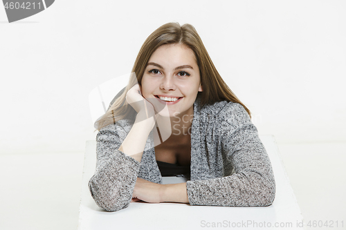 Image of Beautiful woman looking happy
