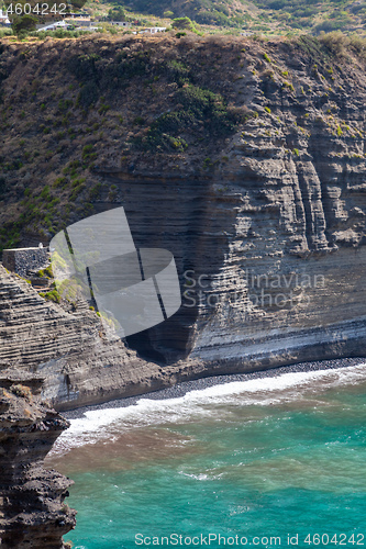 Image of rough coast at Lipari Islands Sicily Italy