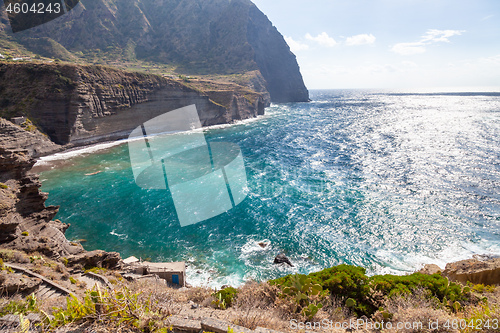 Image of rough coast at Lipari Islands Sicily Italy