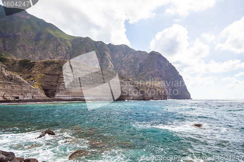 Image of rough coast at Lipari Islands Sicily Italy