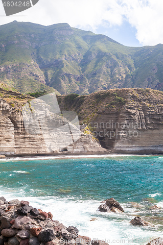 Image of rough coast at Lipari Islands Sicily Italy