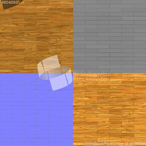 Image of seamless parquet texture bump map diffuse map and normal map for