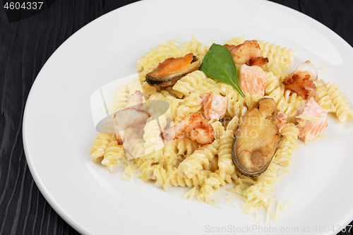 Image of Seafood Pasta with mussels salmon and shrimps