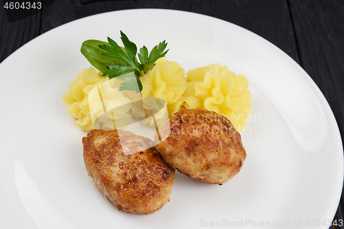 Image of Chicken meat cutlet with mashed potatoes