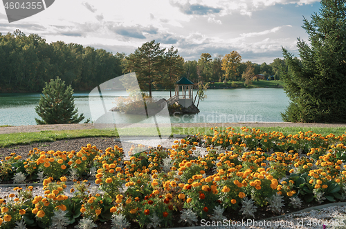 Image of Summer landscape of lake with crystal and fresh water Aya