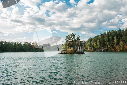 Image of Summer landscape of lake with crystal and fresh water Aya