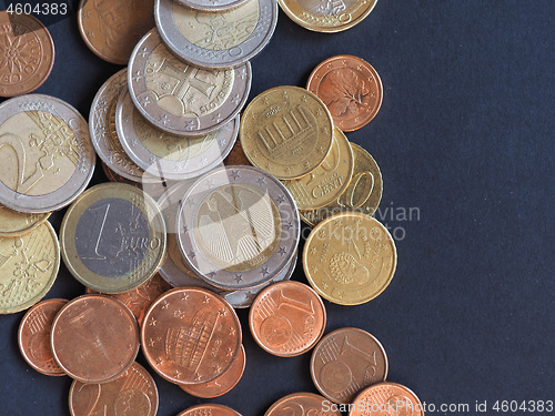 Image of Euro coins, European Union over black