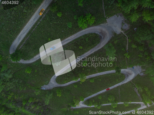 Image of Aerial top vew of winding road
