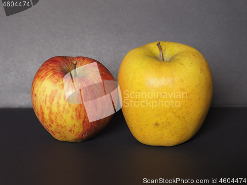 Image of yellow and red apple fruit food