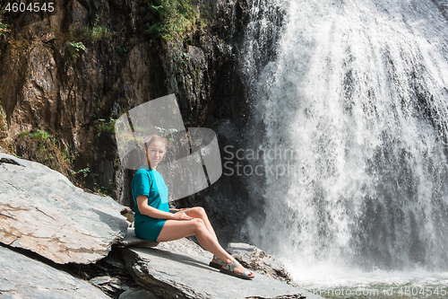 Image of Woman at Korbu Waterfall