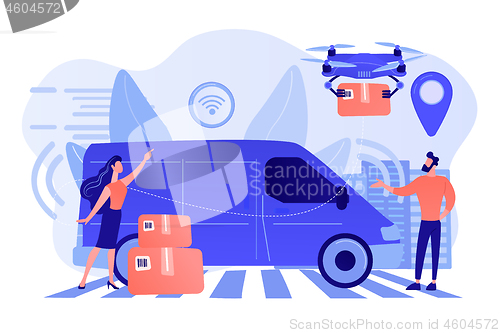 Image of Autonomous courier concept vector illustration.