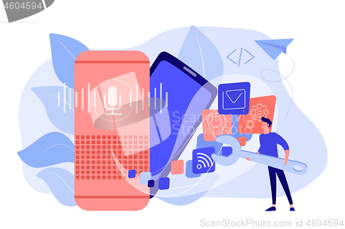 Image of Smart speaker apps development concept vector illustration.