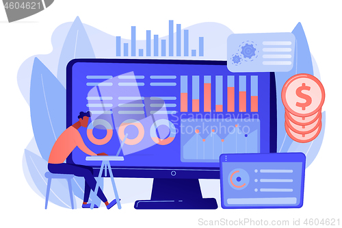 Image of Financial data management concept vector illustration.