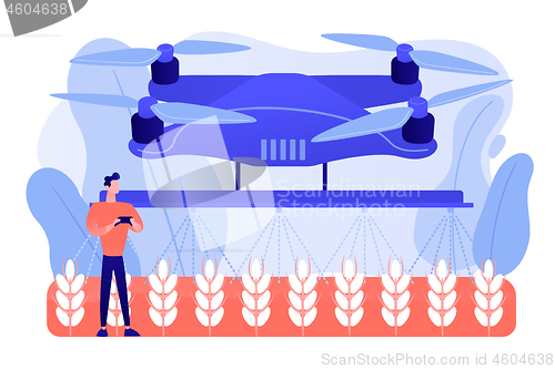 Image of Agriculture drone use concept vector illustration.
