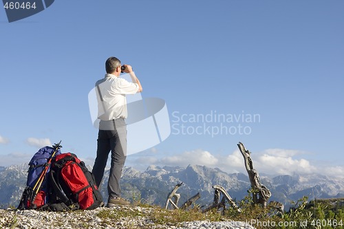 Image of Hiker on mountain summit