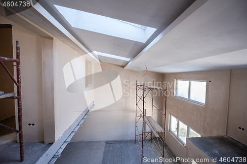 Image of interior of construction site with scaffolding