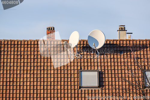 Image of satellite dish at a roof