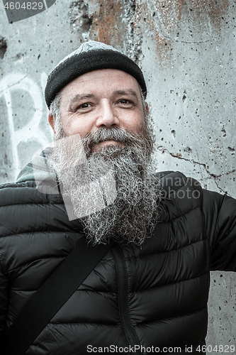 Image of bearded man outdoor cold weather