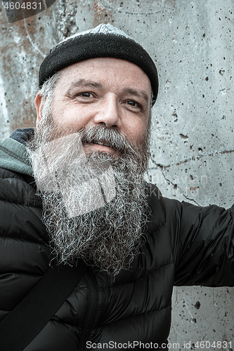 Image of bearded man outdoor cold weather