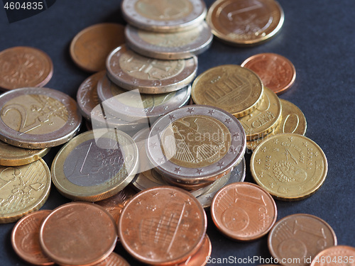 Image of Euro coins, European Union over black