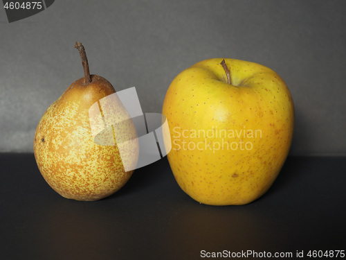 Image of yellow apple and pear fruit
