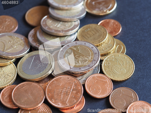 Image of Euro coins, European Union over black