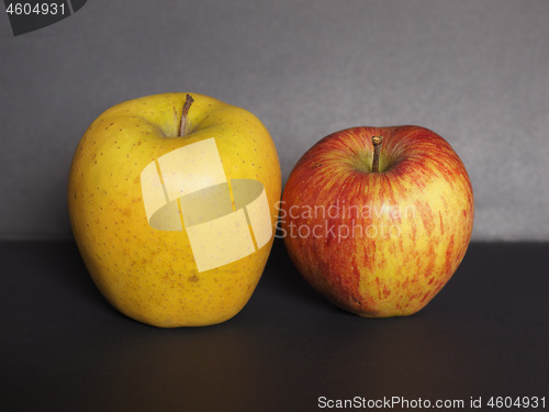 Image of yellow and red apple fruit food