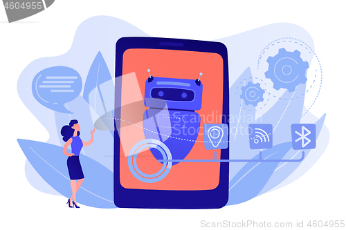 Image of Chatbot virtual assistant via messaging concept vector illustration.