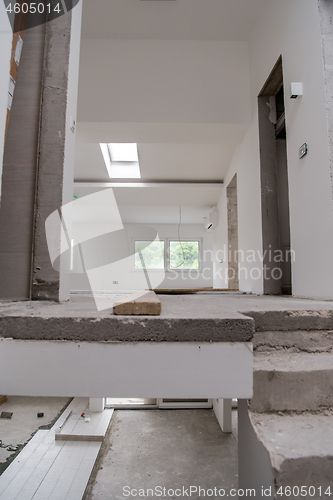 Image of interior of construction site with white drywall