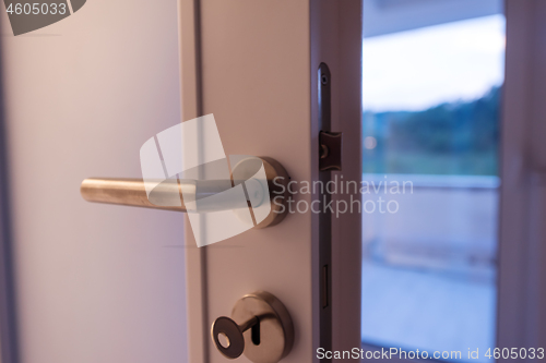 Image of door handle in room interior