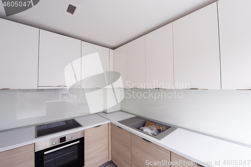 Image of modern bright clean kitchen interior