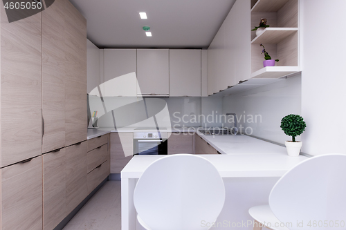 Image of modern bright clean kitchen interior