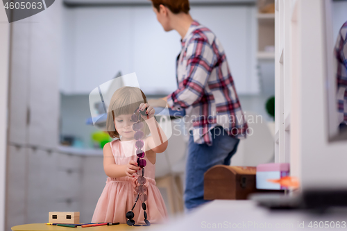 Image of mother and daughter spending time together at home