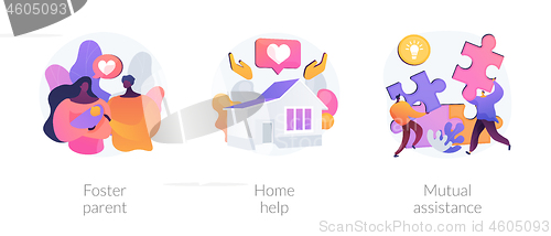 Image of Caregiving and social support services abstract concept vector illustrations.