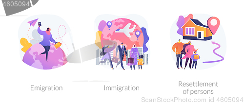 Image of Population mobility, human migration abstract concept vector illustrations.