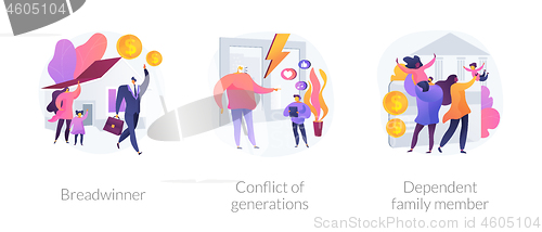 Image of Traditional gender and social roles abstract concept vector illustrations.