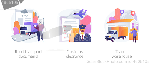 Image of Goods import legal permission abstract concept vector illustrations.