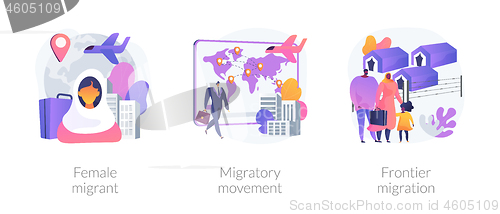 Image of Refugees of war and gender discrimination abstract concept vector illustrations.