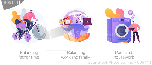 Image of Father career and family balance abstract concept vector illustrations.