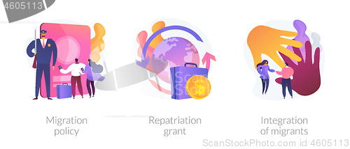 Image of Human legal migration abstract concept vector illustrations.