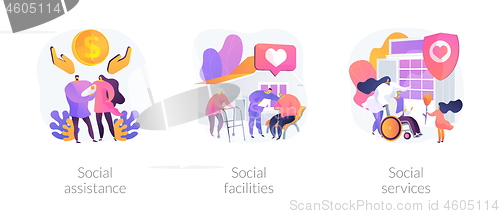 Image of Caregiving and welfare services abstract concept vector illustrations.