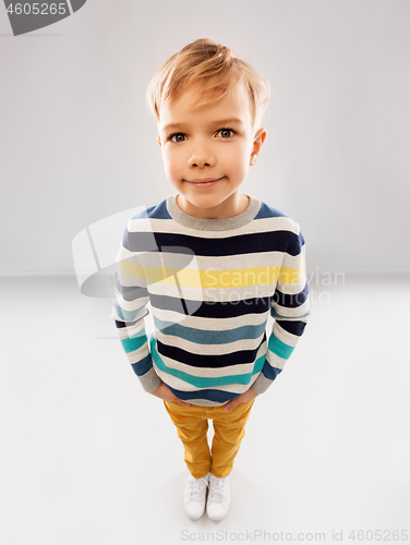 Image of portrait of nice boy in striped pullover