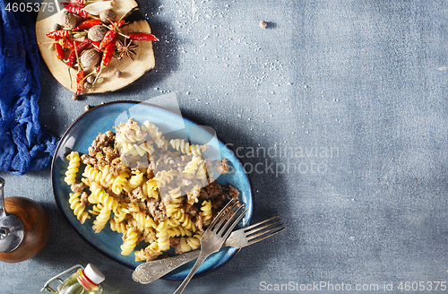 Image of pasta with meat